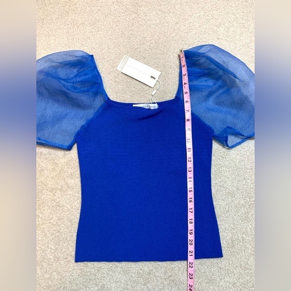 NWT Endless Rose Short Puff Sleeve Sweater Top Women Size XS Royal Blue - Picture 6 of 7
